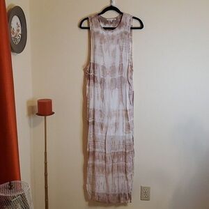 NWT Young Fabulous and Broke cream & tan tie dyed maxi dress size XS